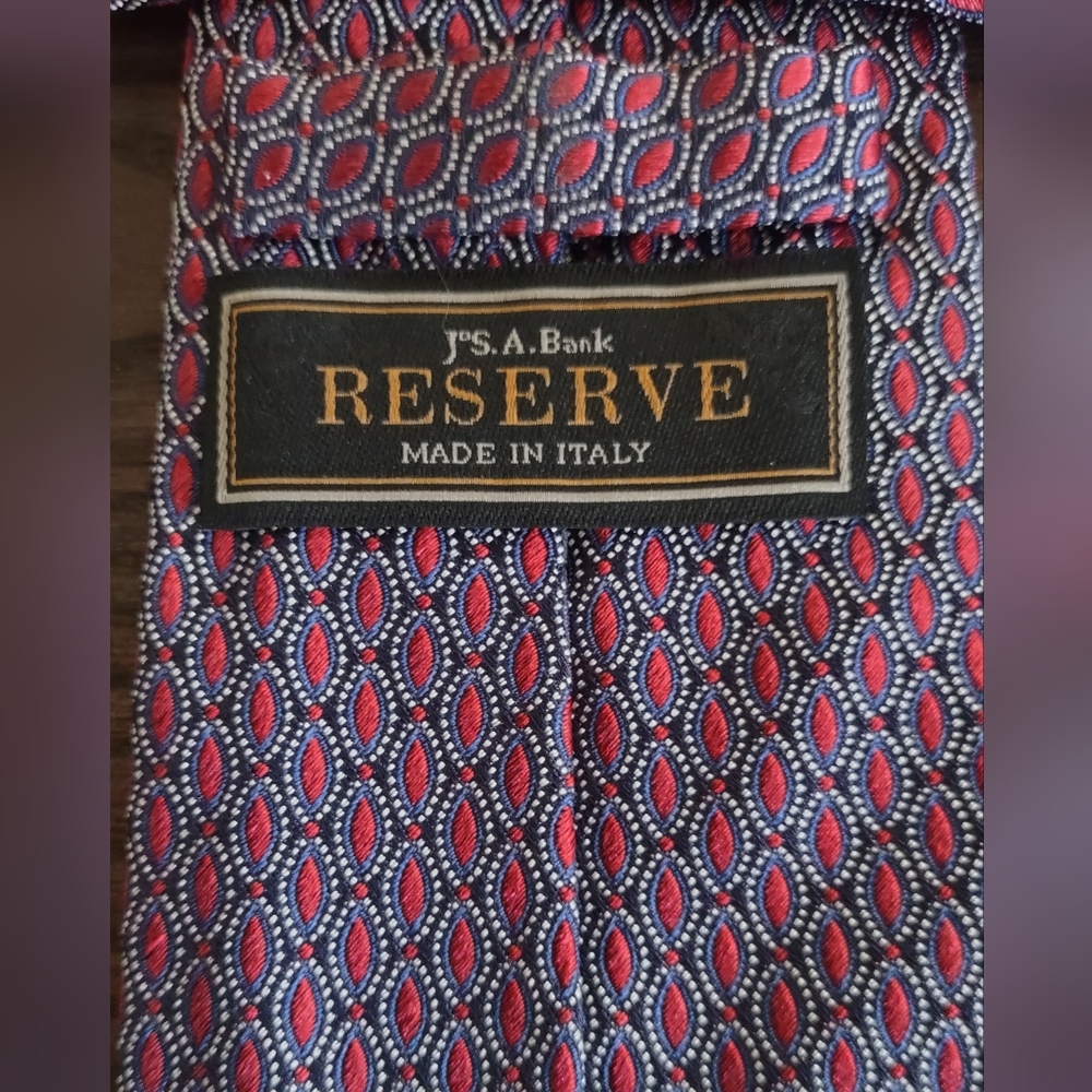 Jos. A. Bank Reserve Red & Blue Italian Silk Tie,